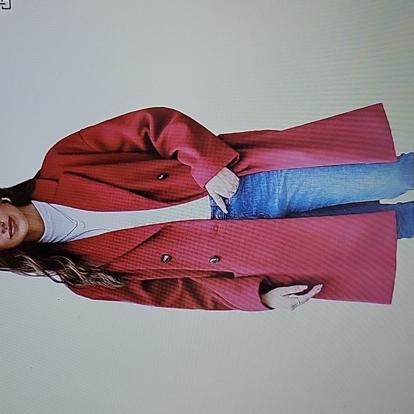 Grace Karin red double breast pea coat long winter oversize trench coat L New… - Picture 4 of 14